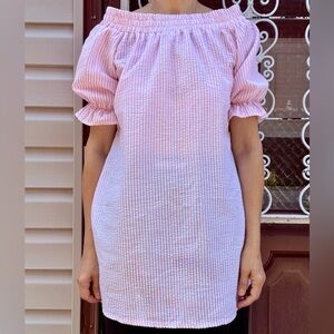 Pink Striped Off-Shoulder Dress or Tunic S